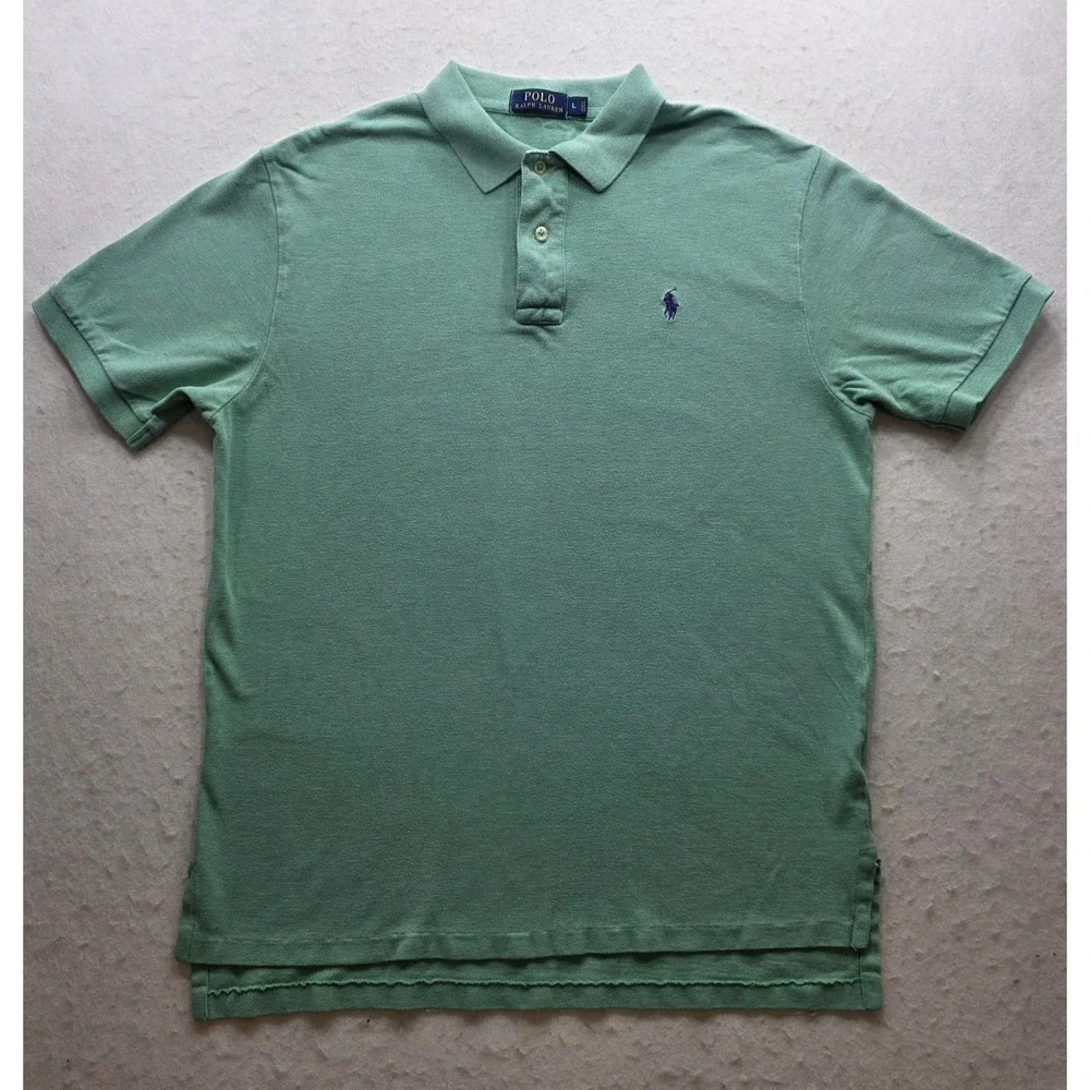 Polo Ralph Lauren Men's Light Green w Blue Pony Short Sleeve Polo Shirt. Size L